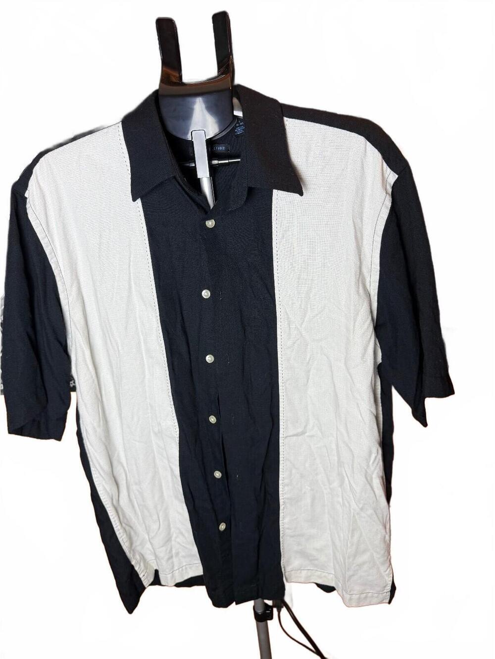Vintage Vanheusen Studio casino bowling Button Up Shirt Colorblock sz L mafia